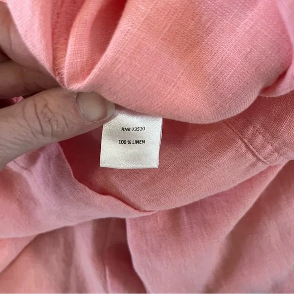 Ivy Jane Pink 100% Linen High Waisted Wide Leg Crop Pants - Size XL - Picture 4 of 10